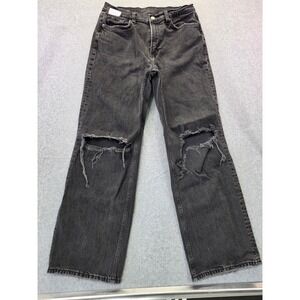 Arizona Jean Co Highest Rise Straight Leg Distressed Black Jeans Womens 11